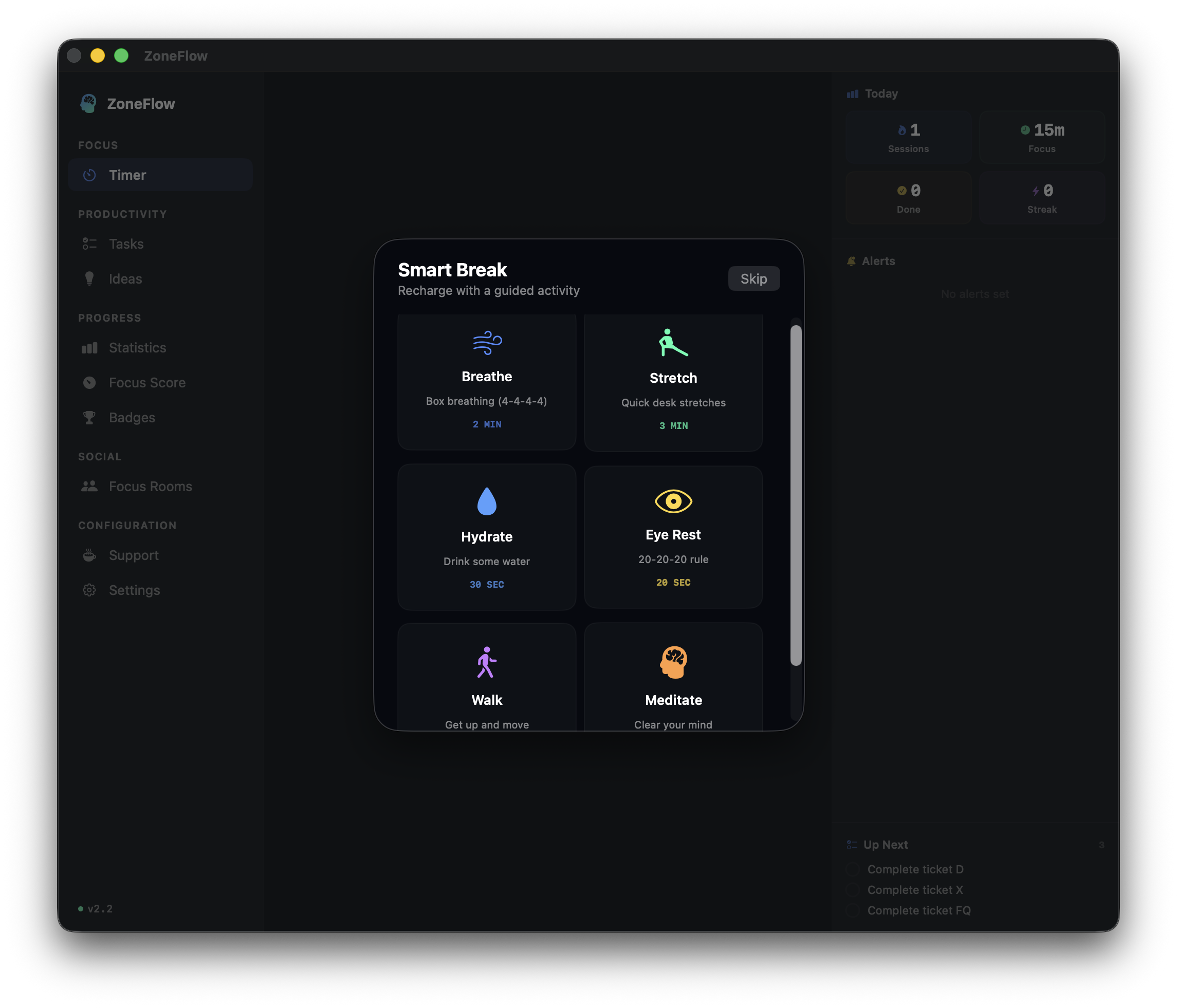 ZoneFlow Smart Breaks and ambient soundscapes